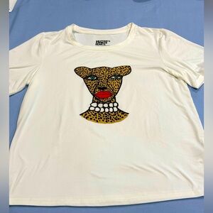 Bouffants & Broken Hearts Graphic Tee Womens XS Leopard